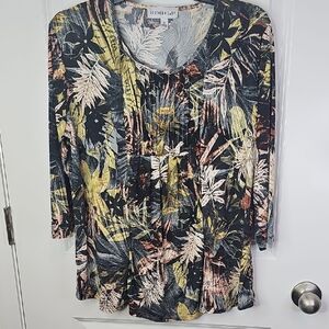 Southern Lady Women's Tropical Leaf Print Blouse